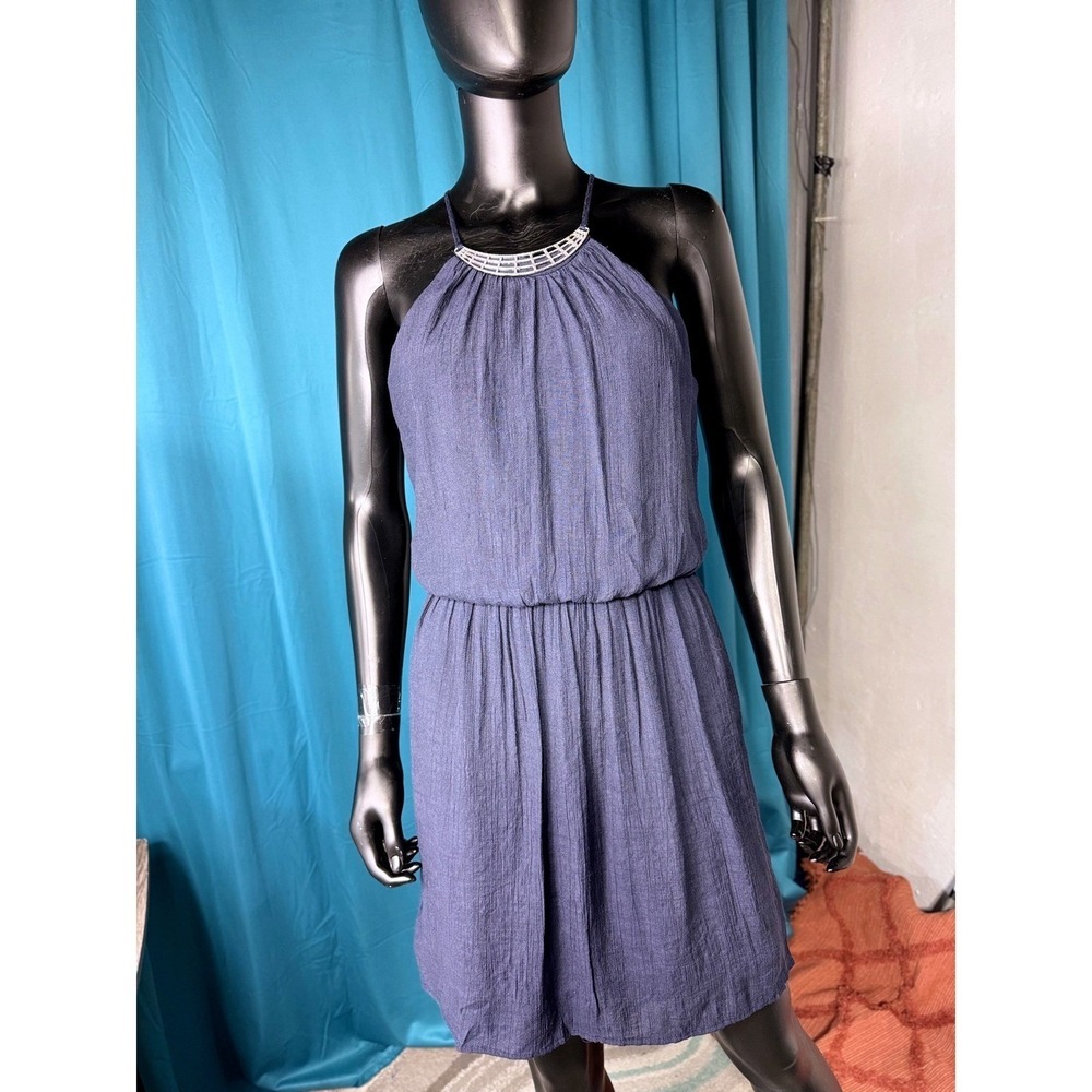 AS U‎ WISH Blue Halter Dress Sleeveless Party Cocktail Evening M